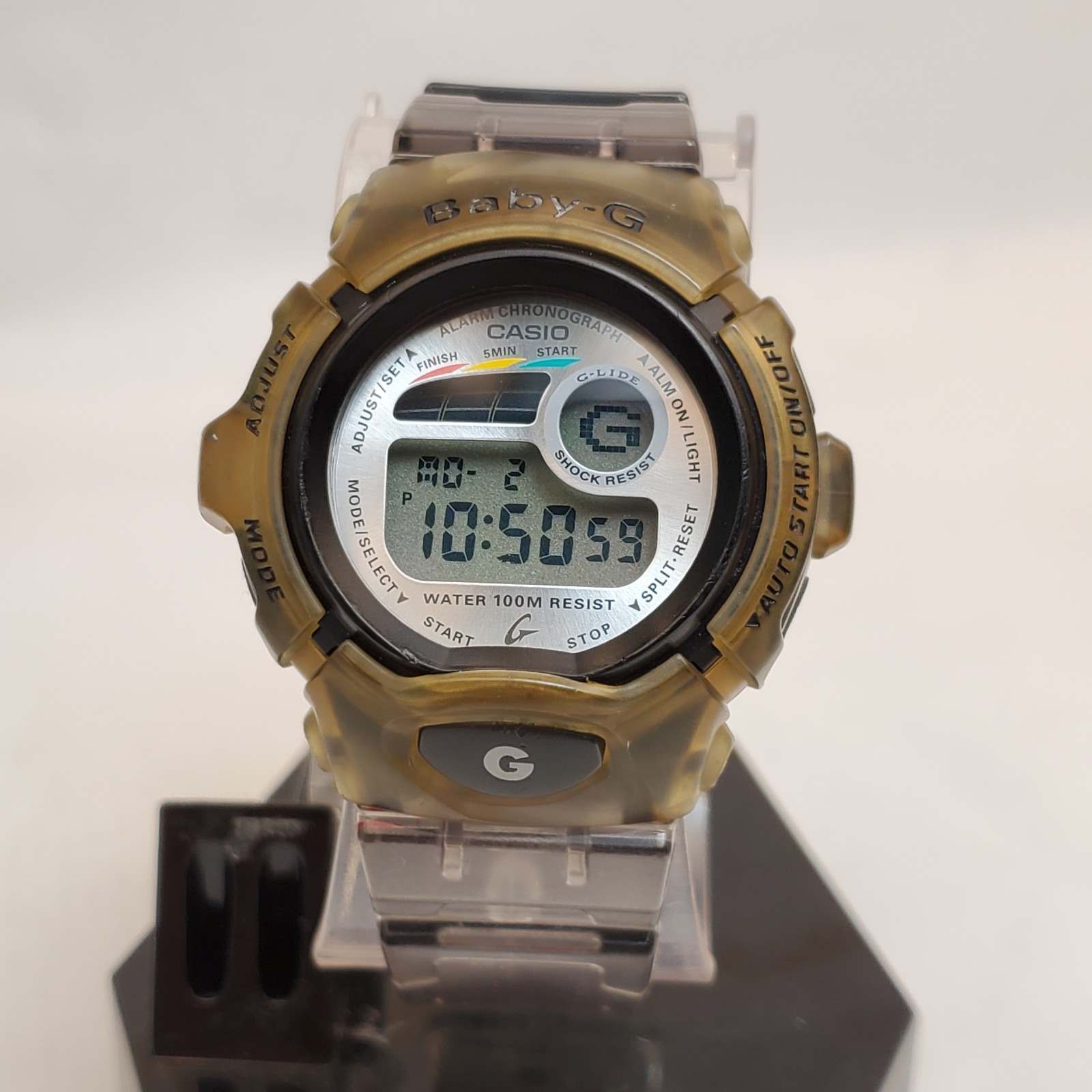 CASIO BABY-G BGX-151 ALARM CHRONOGRAPH CLEAR GRAY WOMEN'S WATCH NEW BATTERY