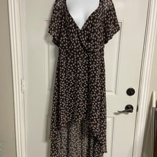 D5- A.U.W. Black Floral High-Low Hem Midi Dress