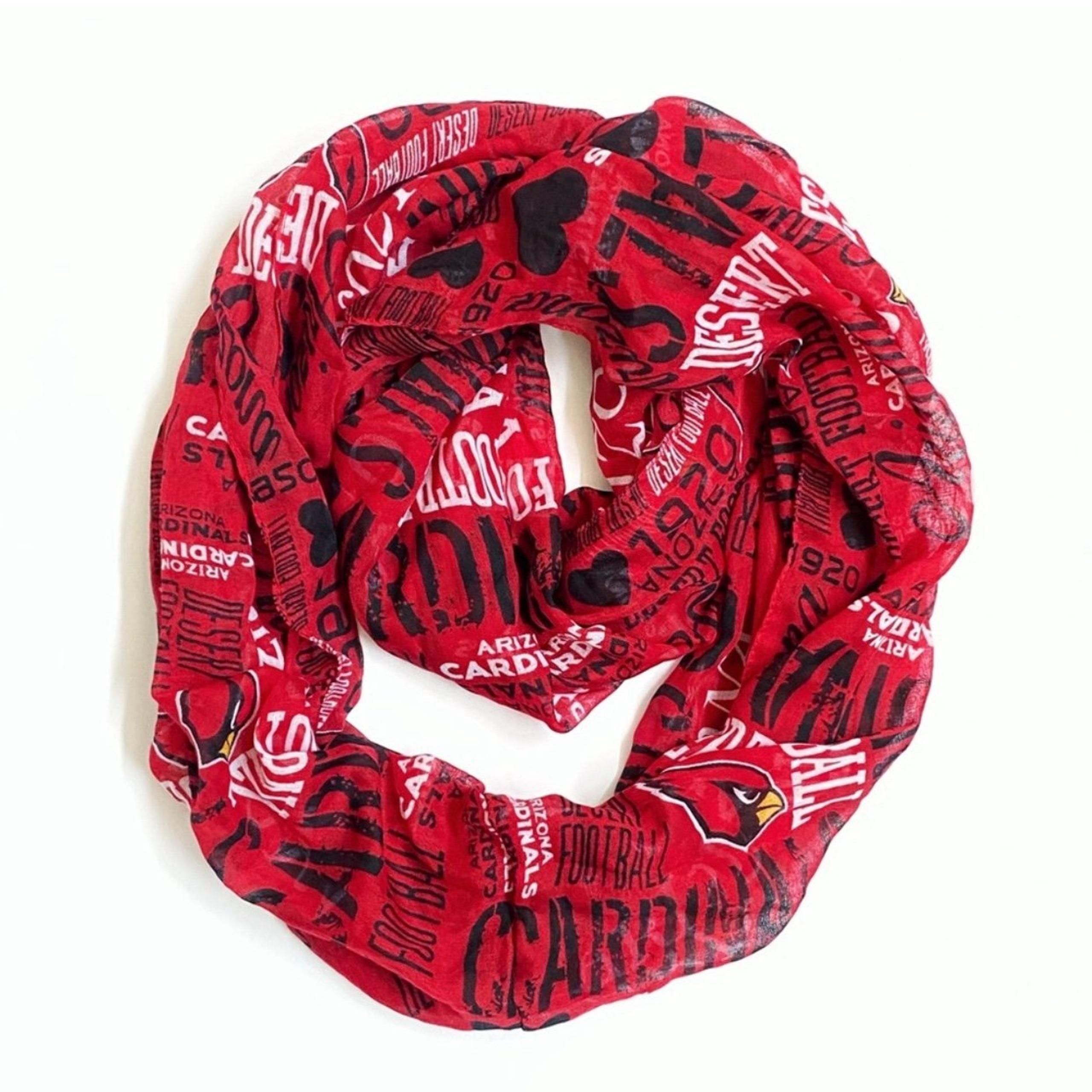 NFL Arizona Cardinals red black white lightweight sheer infinity circle scarf