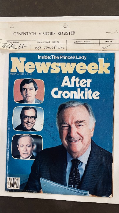 Newsweek 1981 March 9 After Walter Cronkite AUTOGRAPHED at Genentech on 3-11-81
