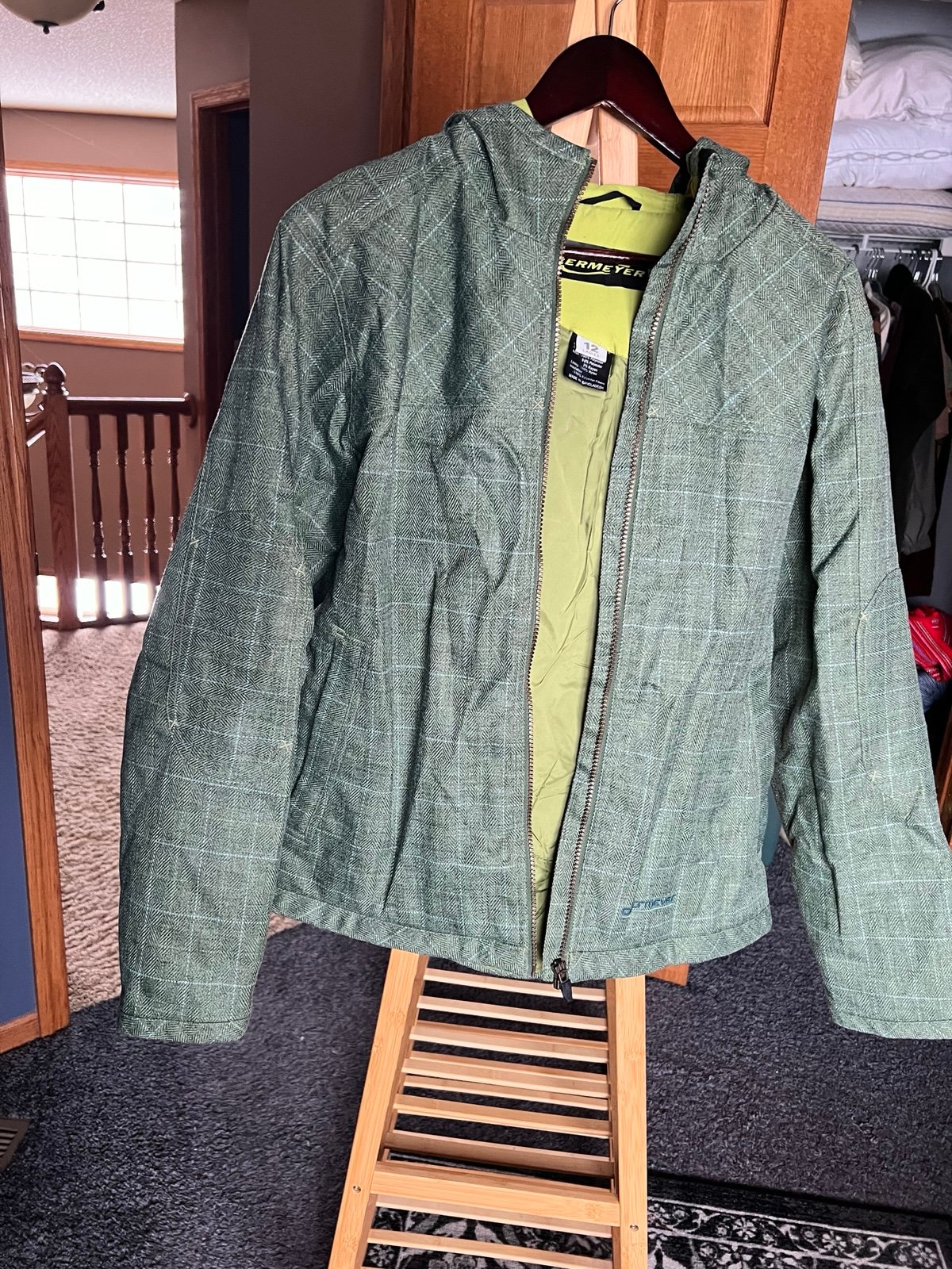 Obermeyer Plaid Tweed Hooded Winter Coat Women’s 12