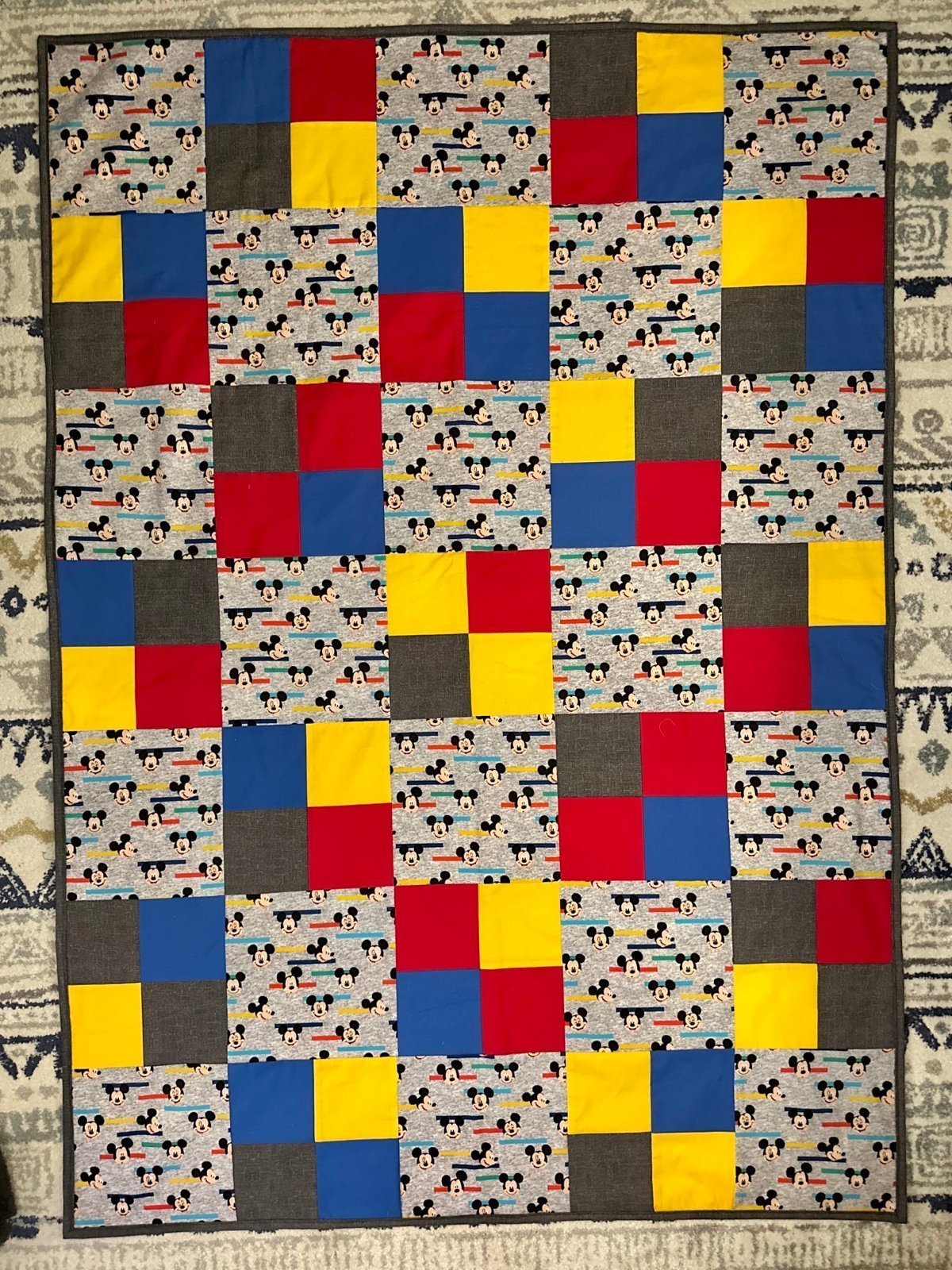Handmade Mickey Mouse Throw Quilt