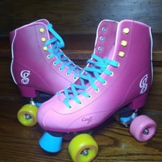 Candi Grl Roller Skates Sabina Hot Pink Teal Size 8 Candy Girl Derby U772PB