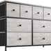 Wooden Top Sturdy Steel Frame Closet Storage Dresser for Living Room -s89z