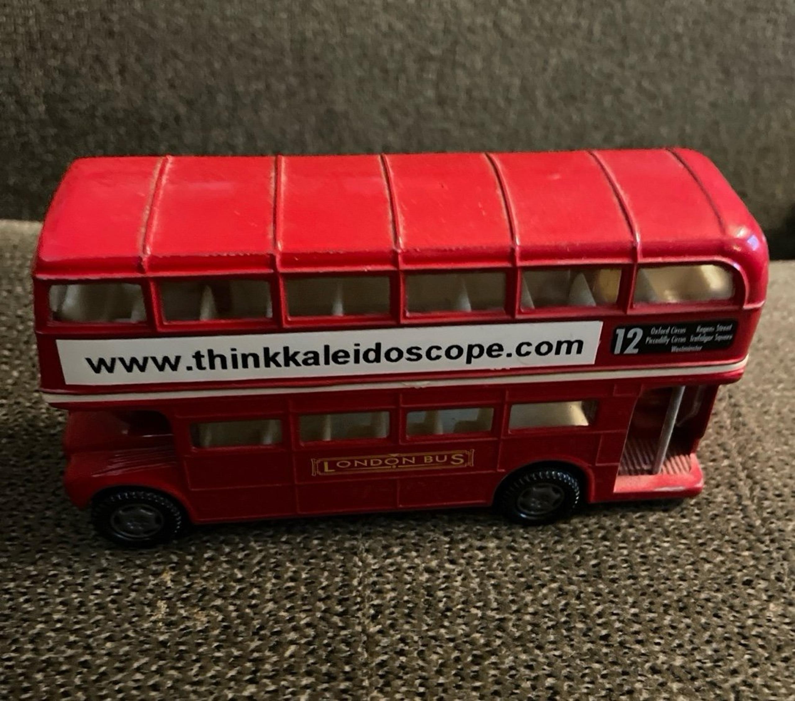 London Bus Miniature “Think kaleidoscope” #12 Red  Double Decker Metal Bus