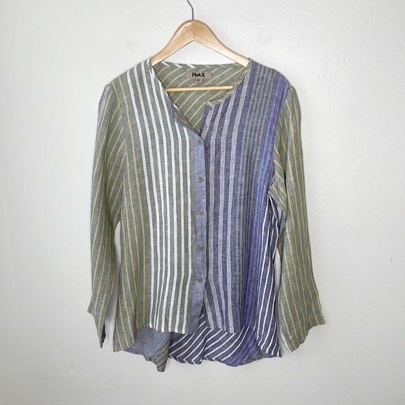 NWOT Flax Striped Linen Button down shirt