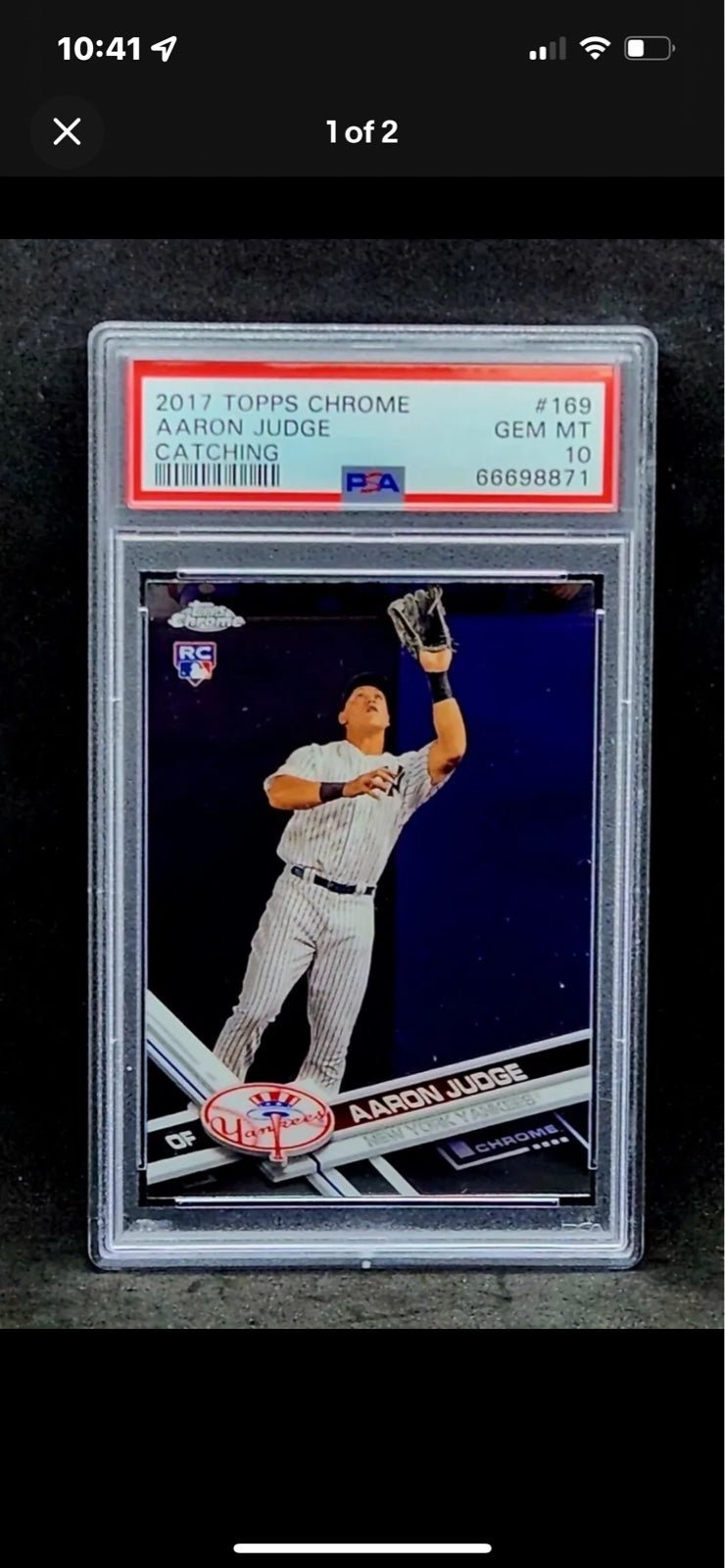 2017 Aaron Judge Topps Chrome Rookie Card #169 Catching PSA 10 GEM Mint MVP ROY