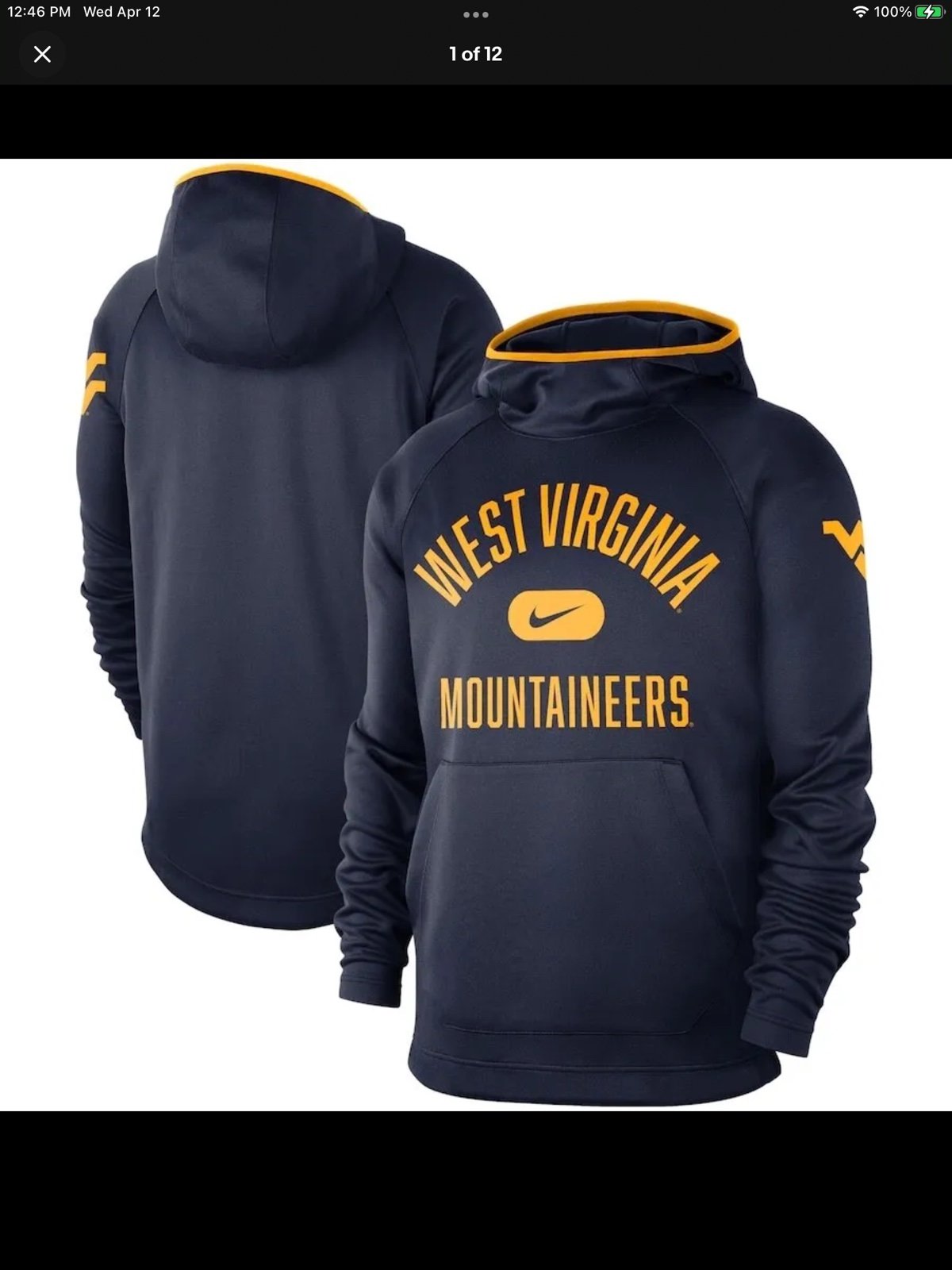 West Virginia Mountaineers NCAA Nike Scuba Neck Droptail L Hoodie 65