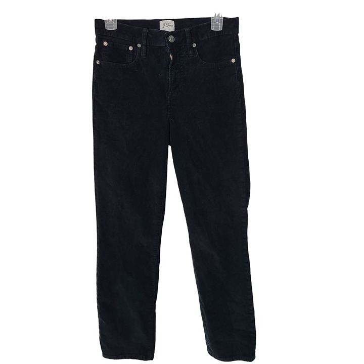 J. Crew Womens 26 Black Corduroy Vintage Slim Fit Straight Ankle Pants Mid Rise