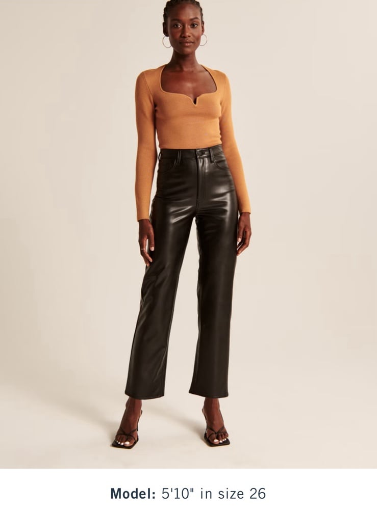 Abercrombie and Fitch Black Vegan Leather Ankle Straight Pant Size 26 / 2