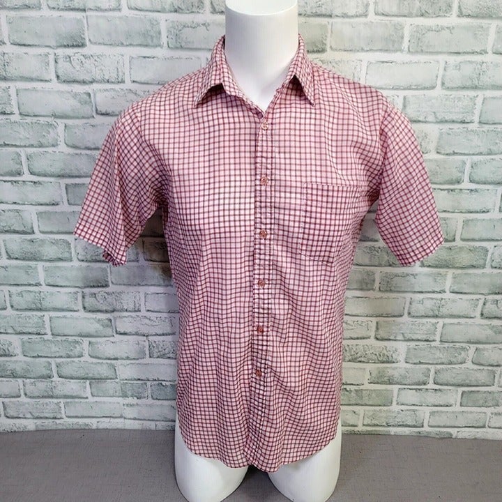 Vintage 70s Wedgefield Mens M Lightweight Button Front Short Sleeve Shirt