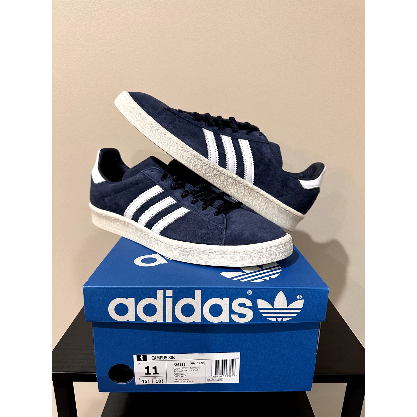 Size 11 - Adidas Originals Campus 80s Athletic Navy Blue White Shoes FZ6153