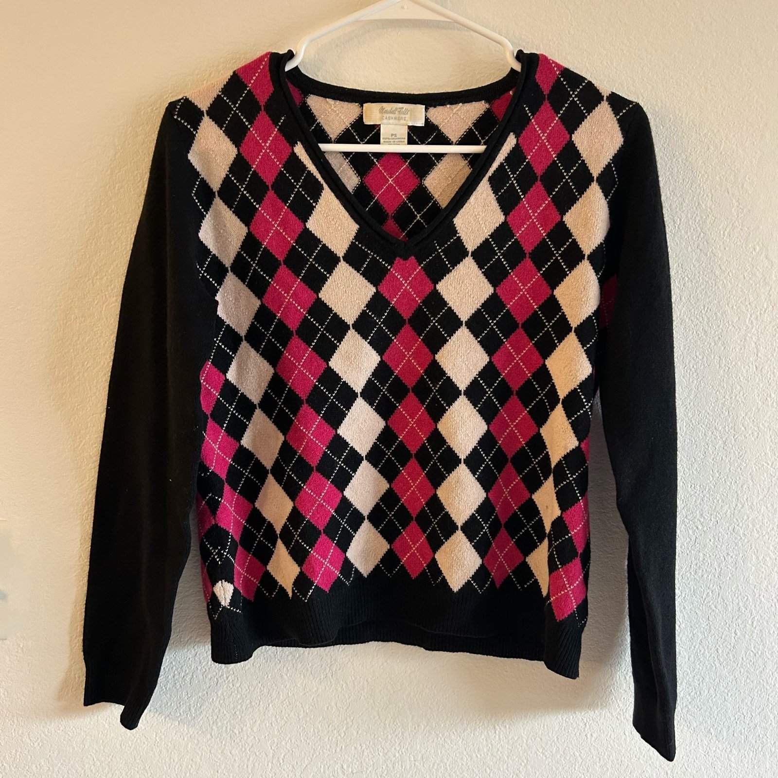 Vintage Y2K Marshall Fields Women’s Cashmere V-Neck Sweater Petite Small Preppy