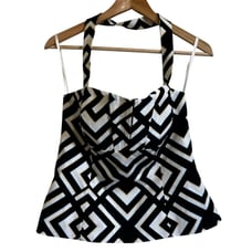 White House Black Market Halter Top Geometric Print Party Sleeveless Size 8
