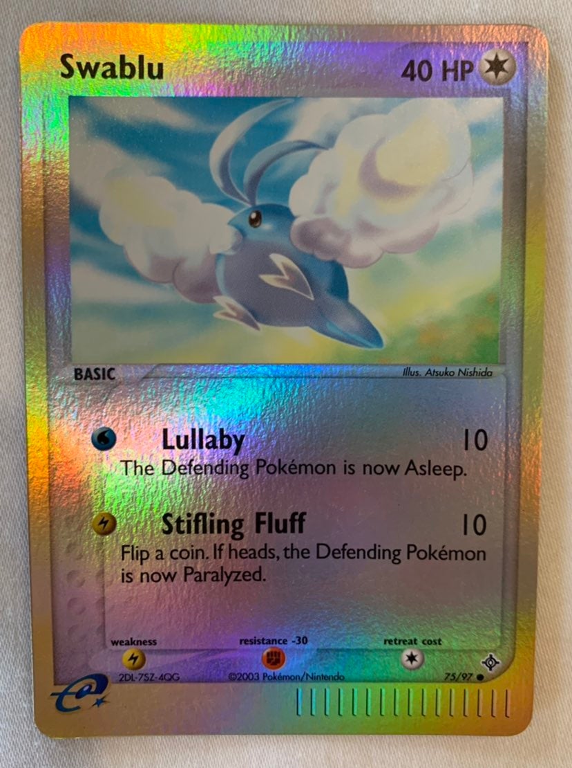 Swablu Reverse Holographic Pokemon Card Fermi Bubbles Grading C+