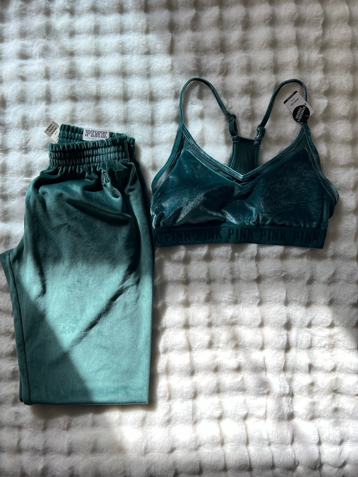 PINK velour bralette set