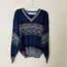 Vtg M Michael Gerald v neck pullover sweater black purple grey euc