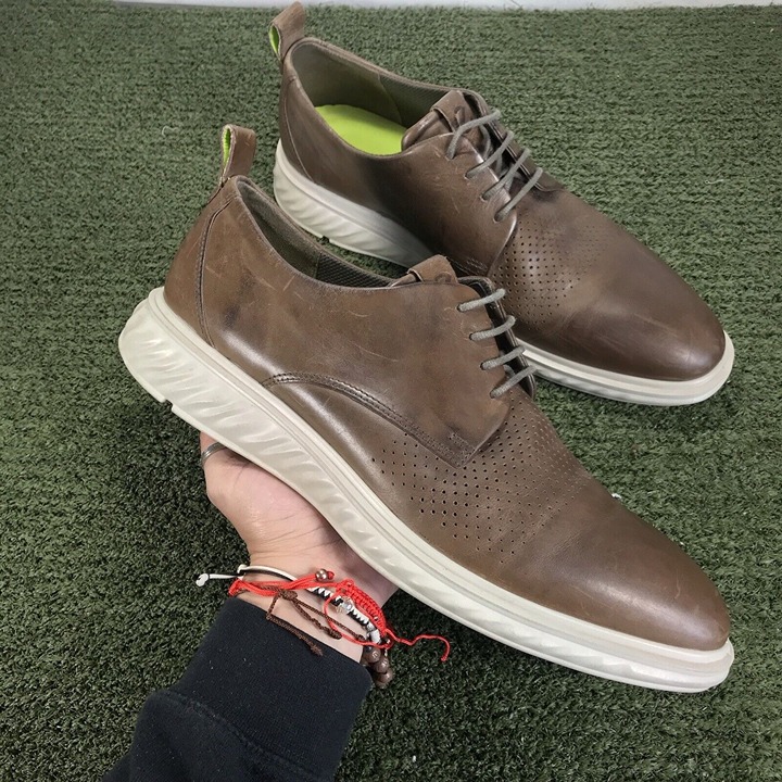 ECCO Men's St.1 Hybrid Lite Brogue Oxford Flat Brown Size 46 -12/12.5 US