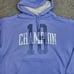 Champion Mens Fleece Hoodie XL Navy Blue Pullover Print Outdoor Casual
