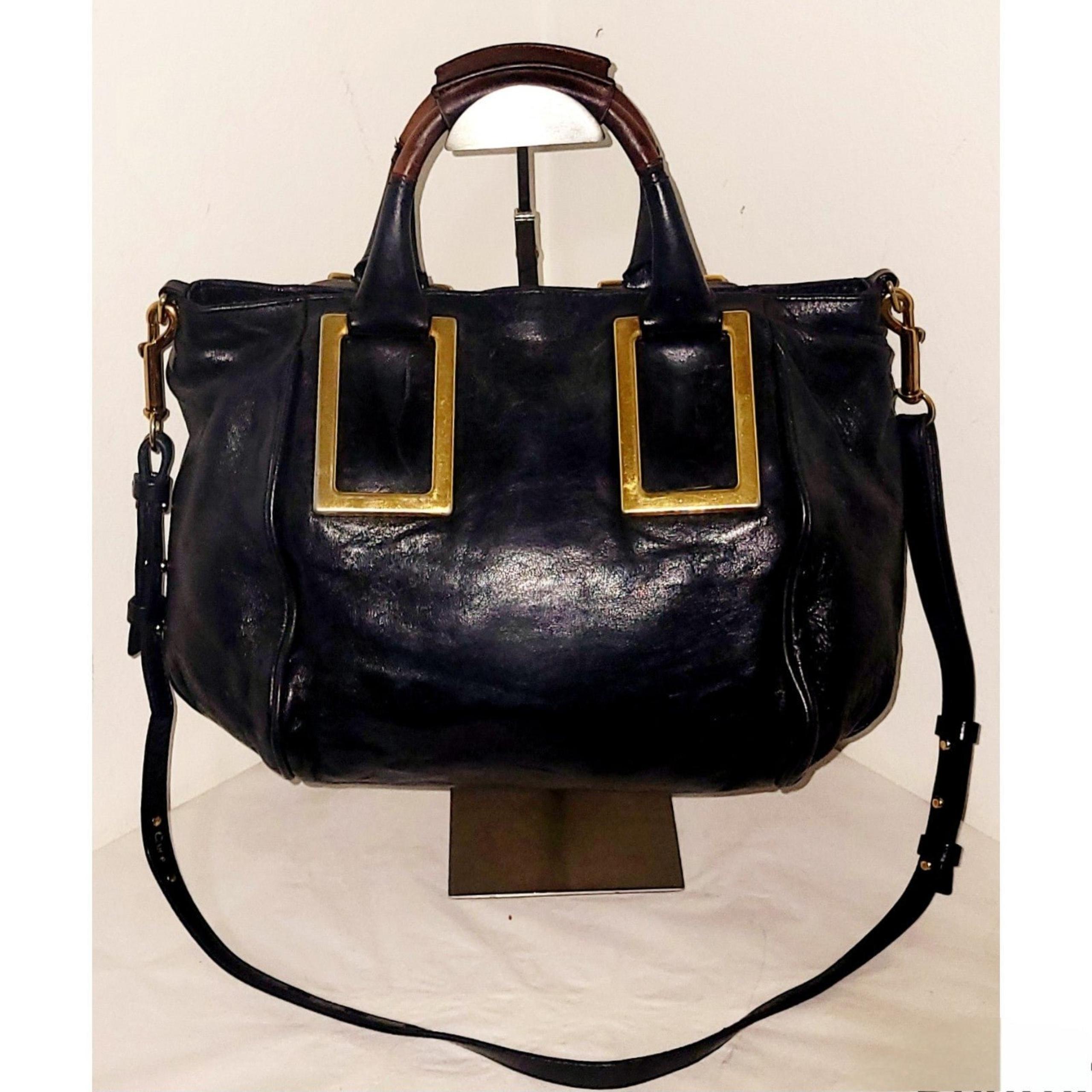 Chloe Ethel 2 Way Black Leather Shoulder Bag
