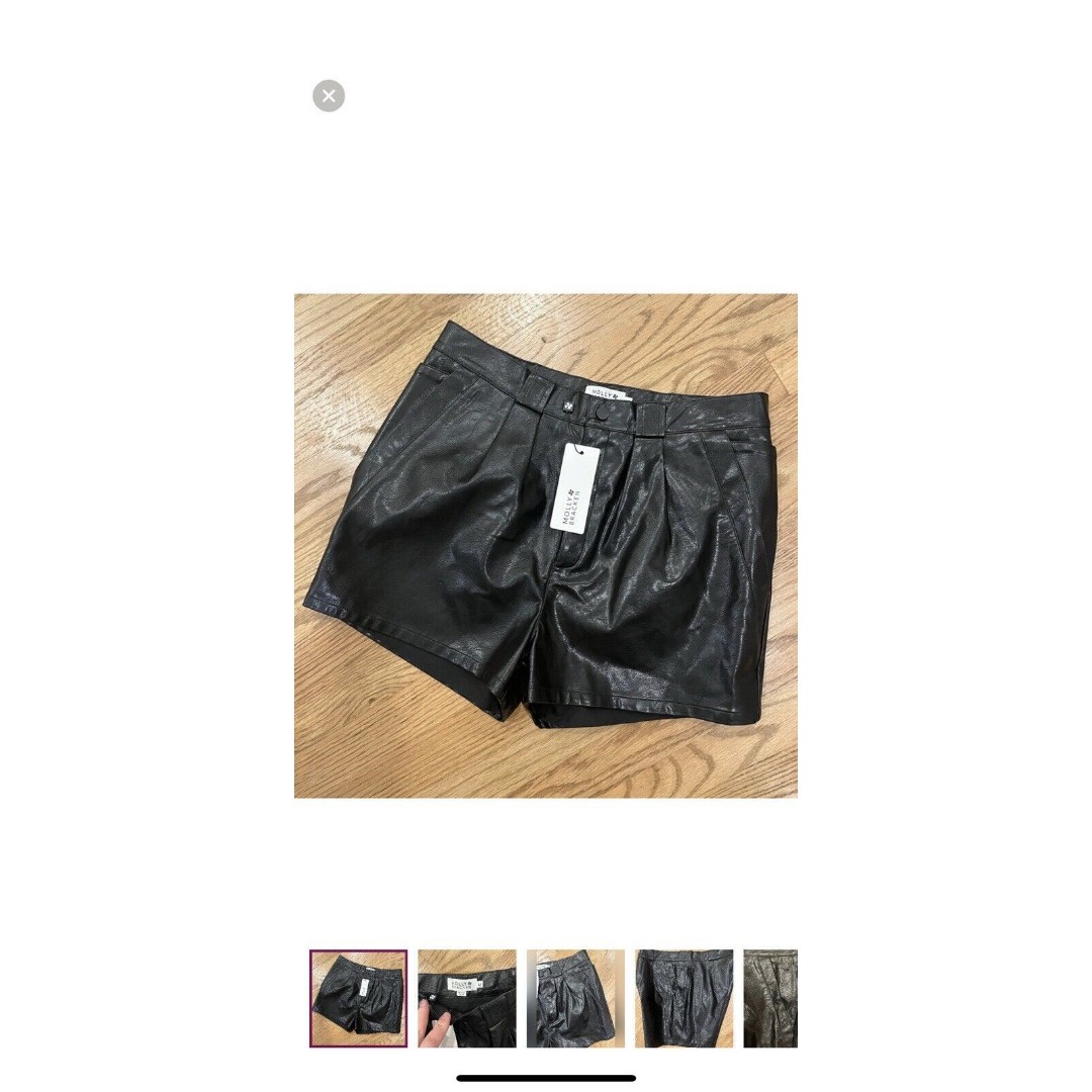 NWT Molly Bracken Black Faux Leather Shorts M