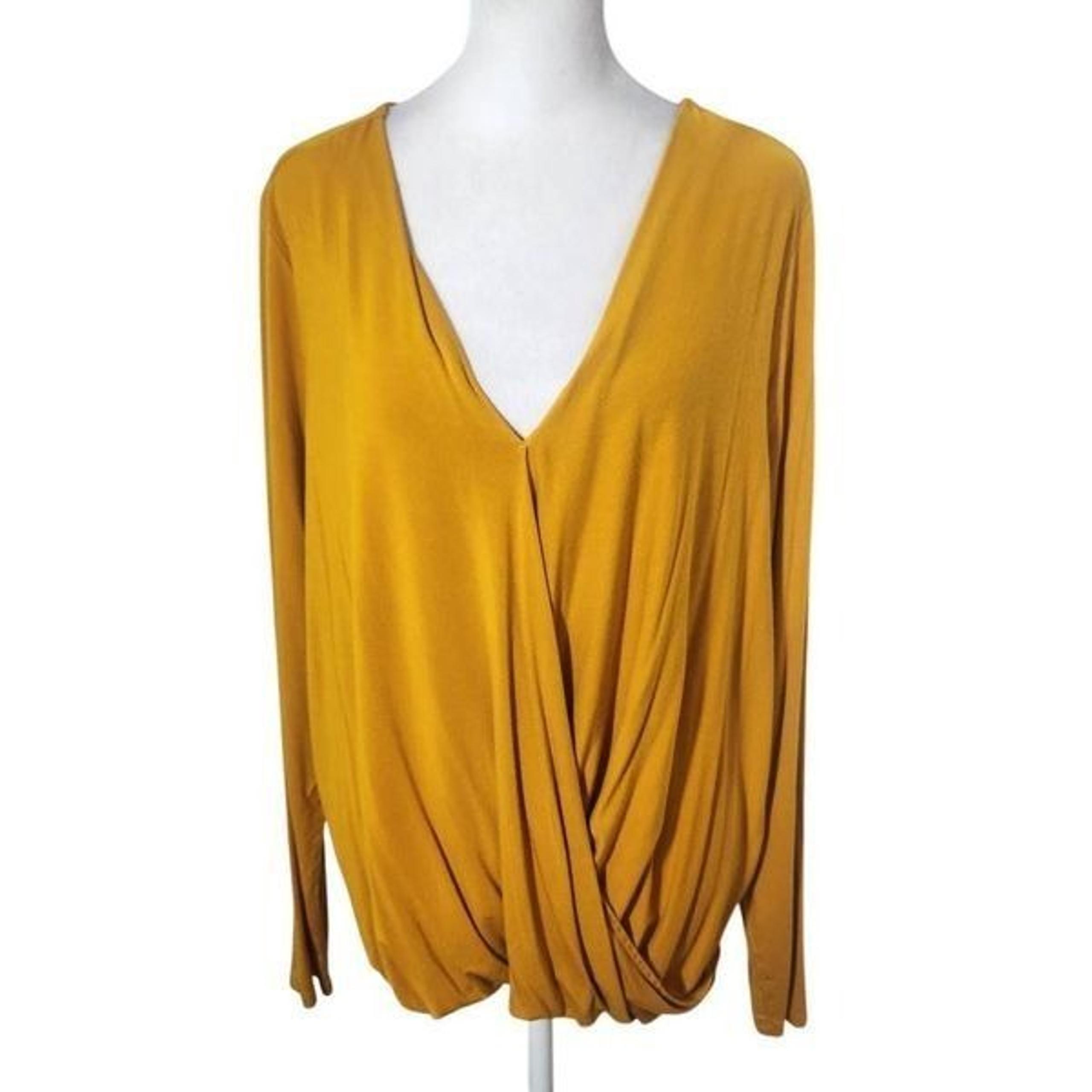 a new day Mustard Gold Draped Front Knit Top Size XL Mustard Top
