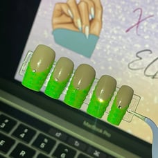 Croc French Tip with Glitter and Gems Press On Nails - 20 Piece Set