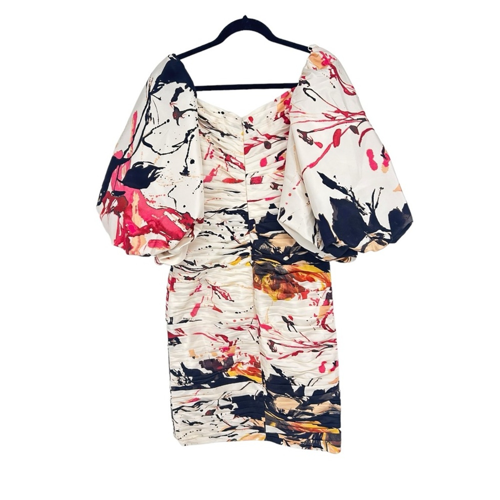 Chris Kole Couture vintage silk abstract print off shoulder cocktail dress SZ S