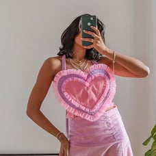 Labelrail x Pose & Repeat Halter Top w/ Giant Ruched Ruffle Heart Womens Size 14