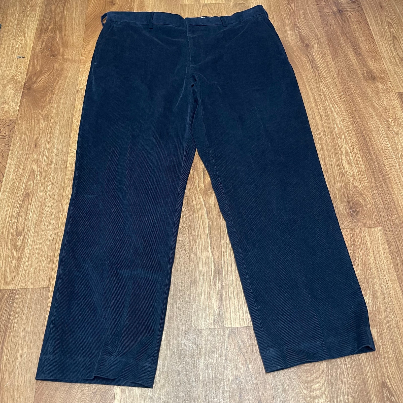 Lands End Mens Navy Blue Corduroy Pants Traditional Fit Classic Trousers 37Wx29L