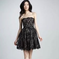 Neiman Marcus x Target Robert Rodriguez black lace strapless skater Dress sz 14