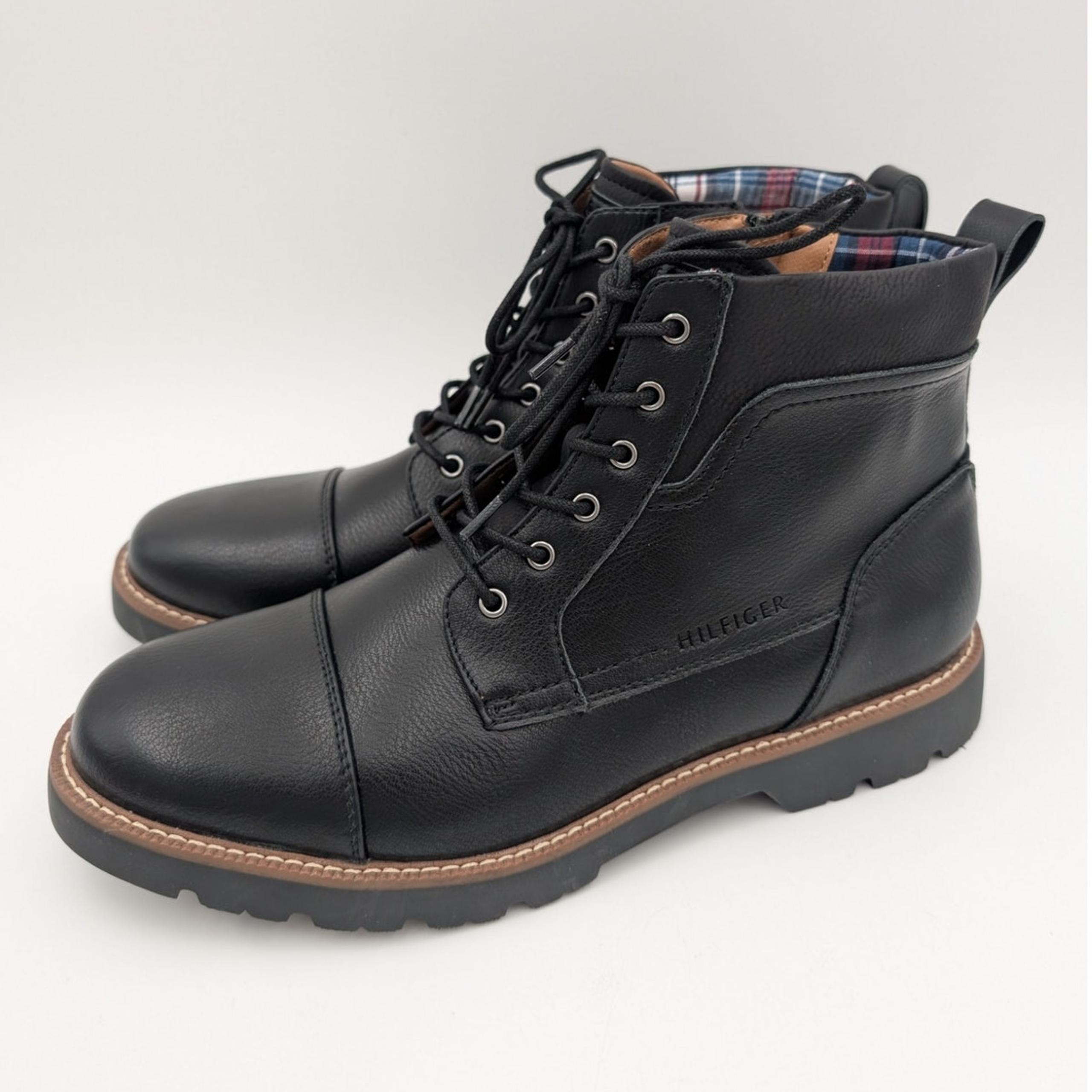 Tommy Hilfiger Tarlin Men's Fashion Ankle Boots Leather Black Size US11M EU44.5