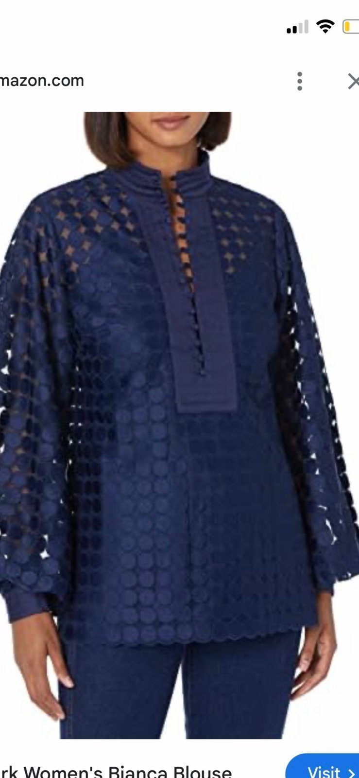 Trina Turk Women's Bianca Navy Blouse Size L Like New