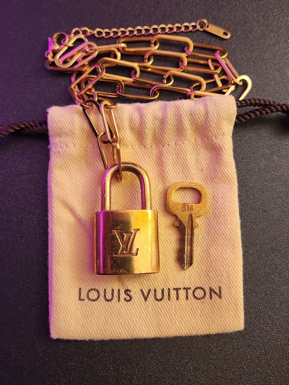 Louis Vuitton 18k Gold Necklace with Padlock