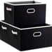Decorative Linen Fabric Storage Baskets Cubes Living Room Black Metal Handles