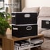 Decorative Linen Fabric Storage Baskets Cubes Living Room Black Metal Handles