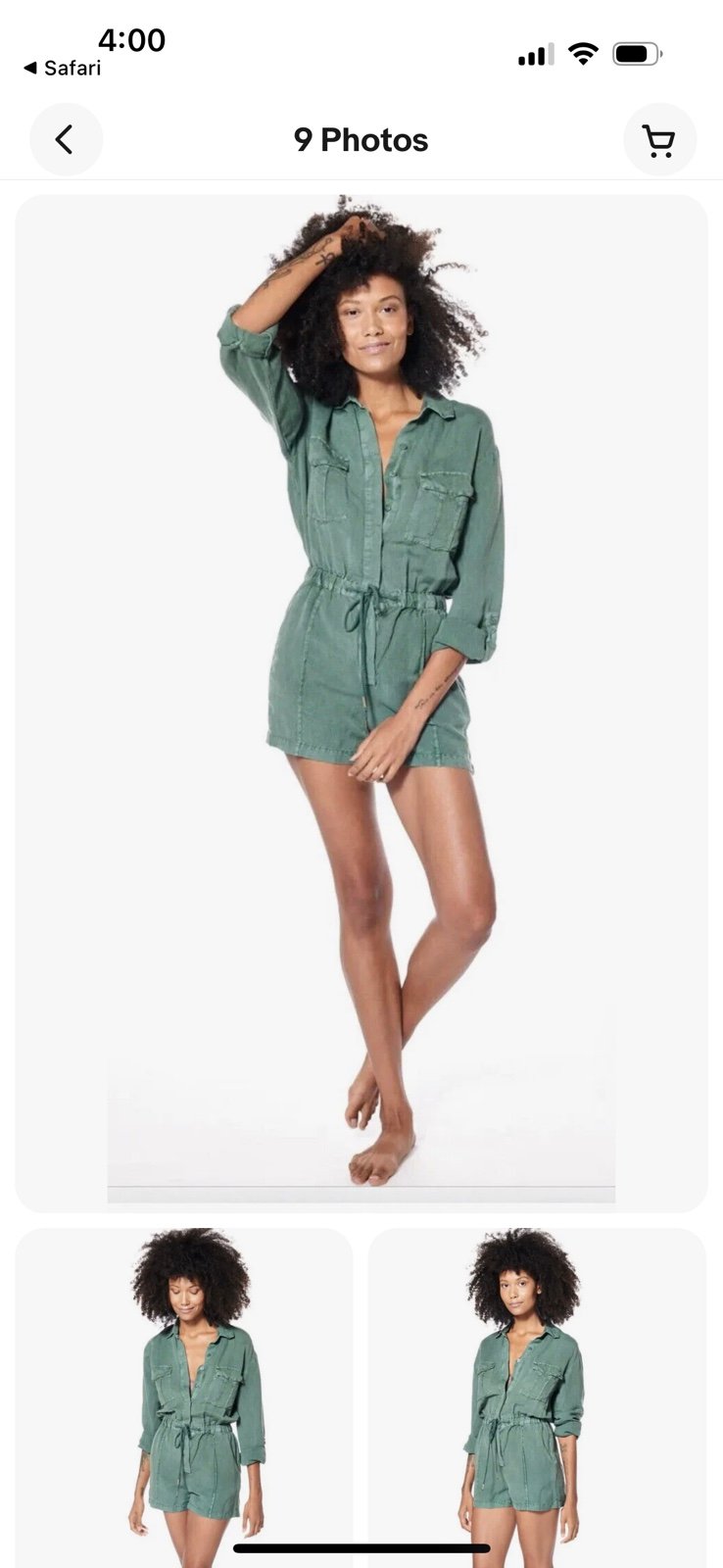 NWT Young Fabulous and Broke Lakeside Cargo Style Romper Size Large Palm Green