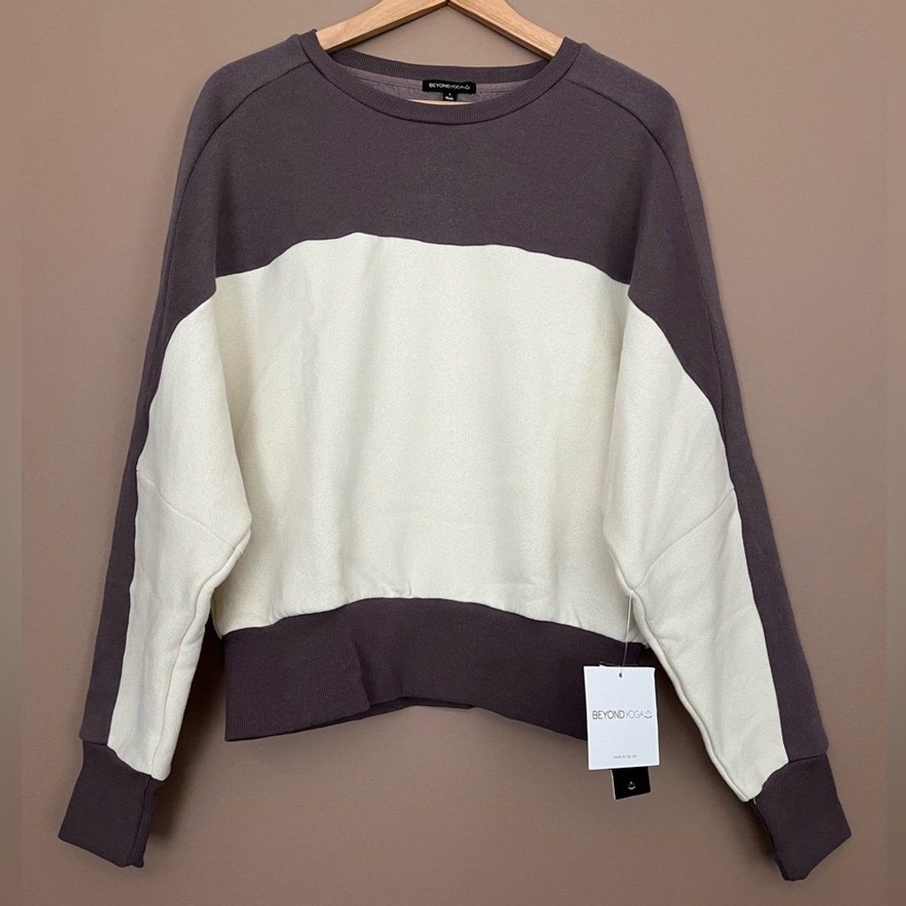 {Beyond Yoga} Woodland Colorblock Line It Up Sweatshirt - Womens Small - NWT