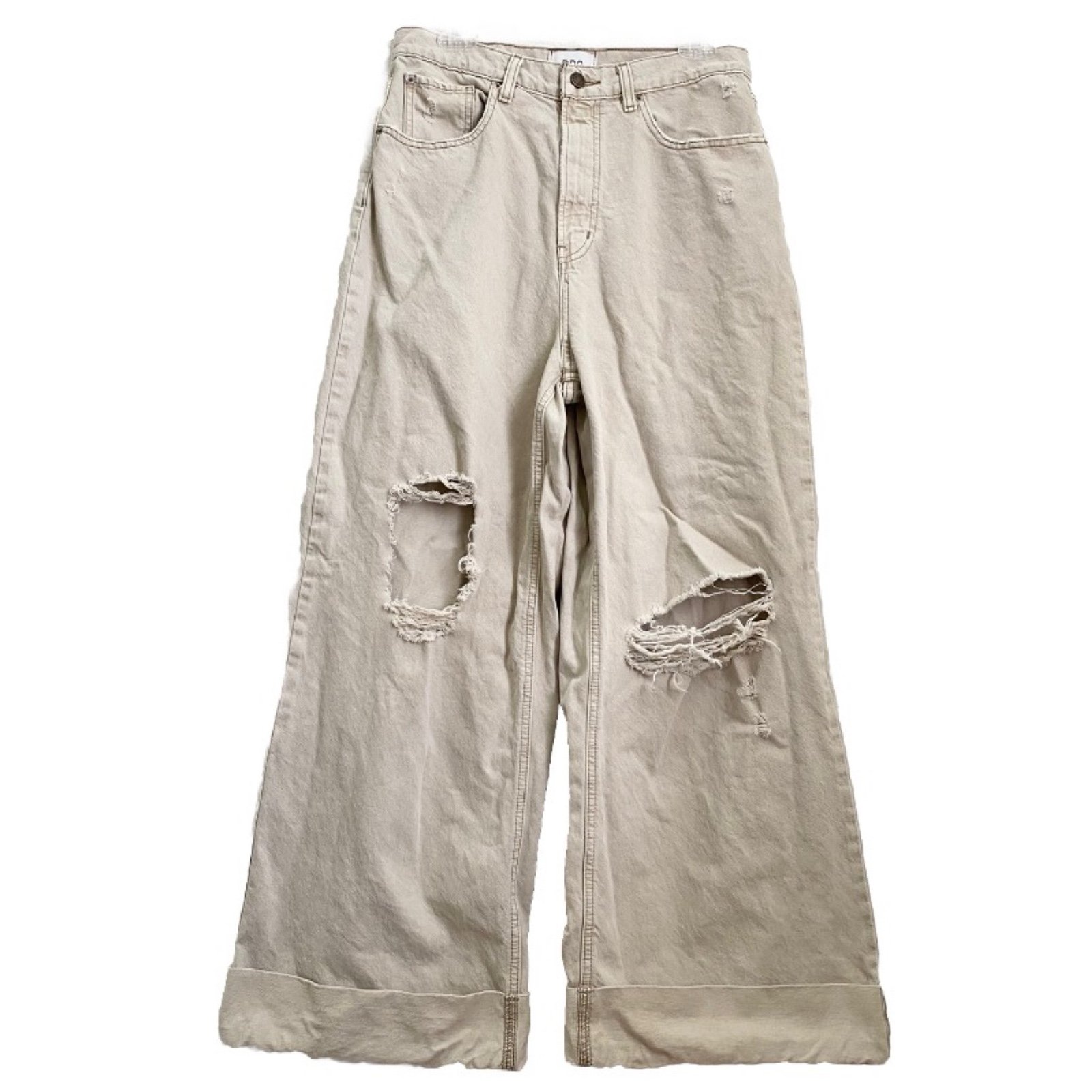 Urban Outfitters BDG Y2K Beige Skater Baggy Wide Leg Distressed Jeans Size 31