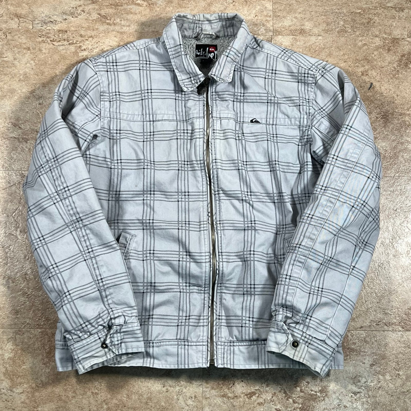 Vintage Y2K Quiksilver Sherpa Lined Harrington Trucker Jacket Skater Workwear