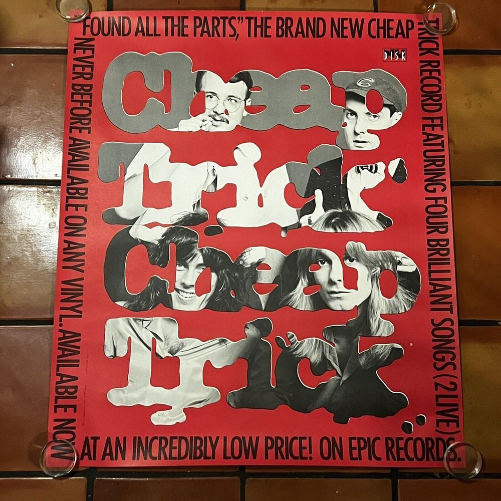 1980 Cheap Trick Record Store Promo Poster Original Found All The Parts 32 x 38