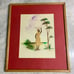VTG African Art Watercolor And Natural Material 1990 Women With Basket On Head