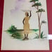 VTG African Art Watercolor And Natural Material 1990 Women With Basket On Head