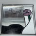 Handmade Stained Glass Square Vanity Mirror Tray 10x10 Pink Flower Stain VNTG