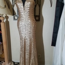 Sz 4 Gold Sequence Prom Dress