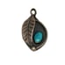 Sterling Silver Turquoise Stone Leaf Charm Pendant