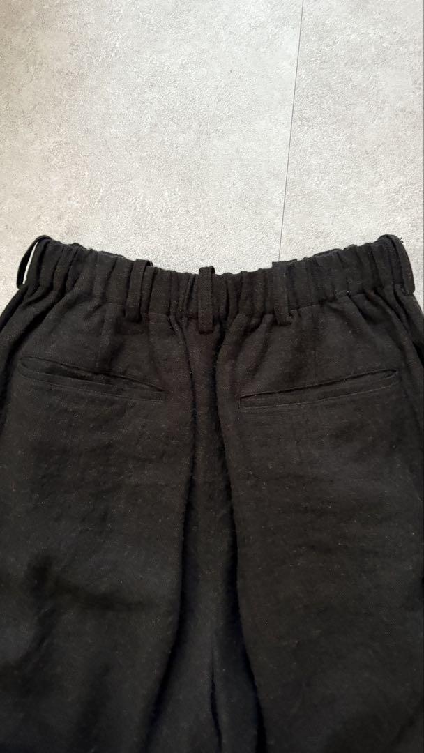 LIDNM LINEN WOOL FATIGUE SHORTS]