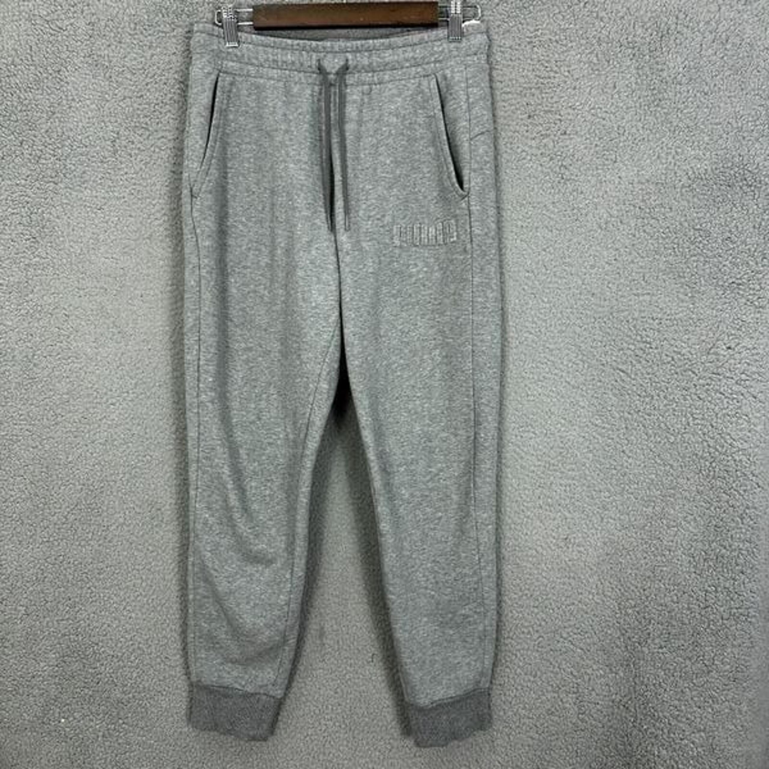 Puma pants mens small gray embroidered logo sweatpants joggers gym outdoors