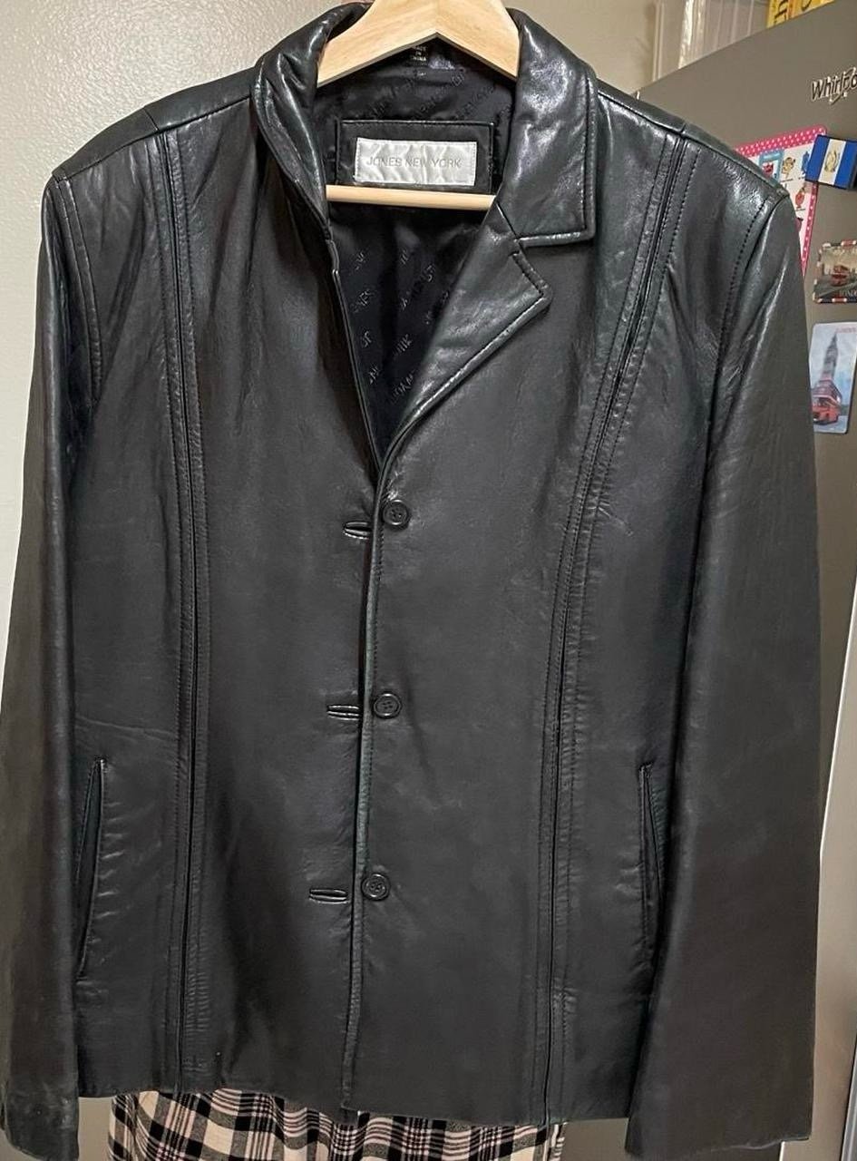 black leather blazer jacket
