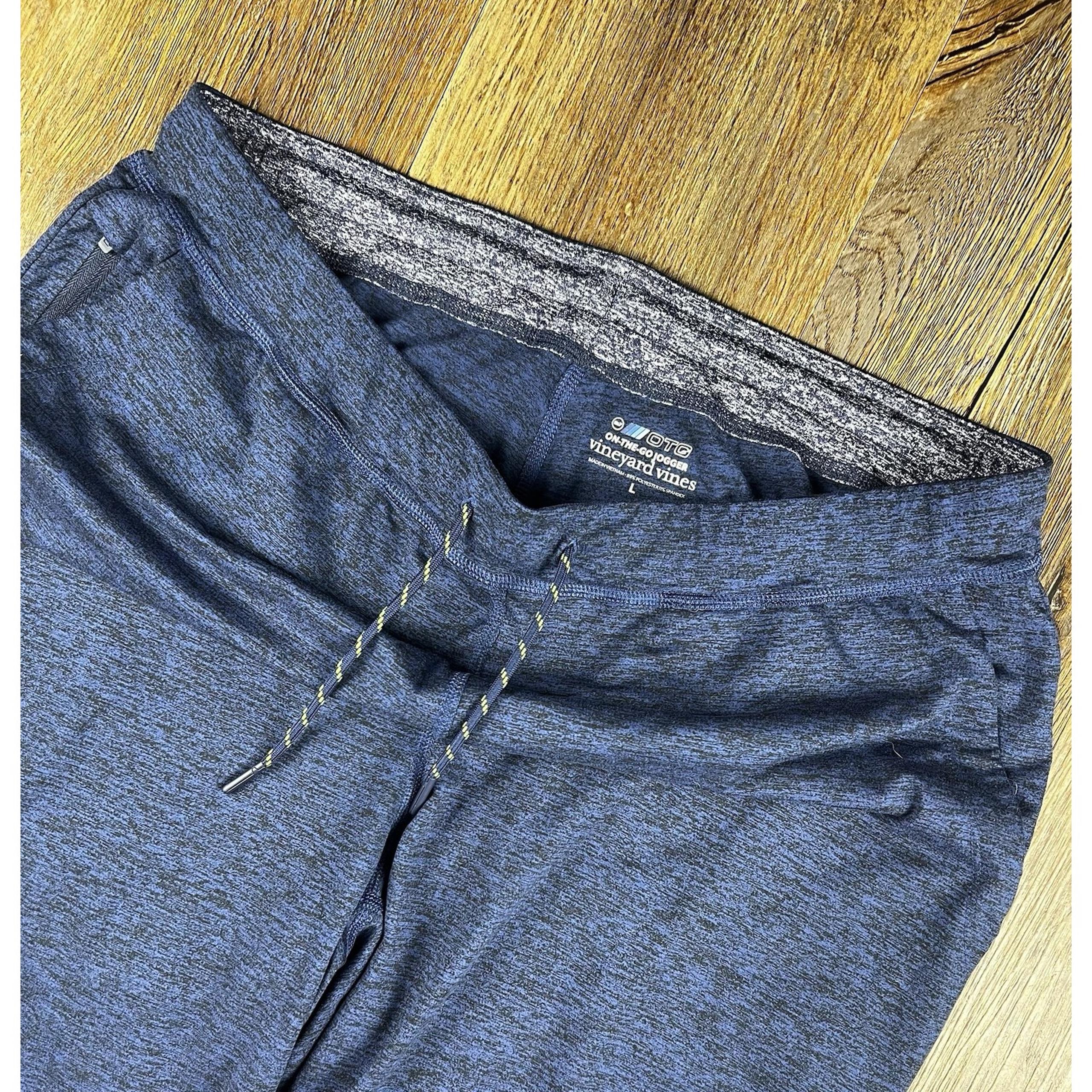 Vineyard Vines Men's Large On The Go Joggers Activewear Blue Drawstring Running
